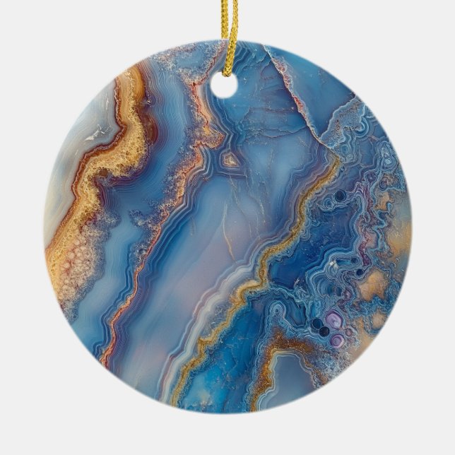 Blue Lace Agate Ceramic Tree Decoration (Front)