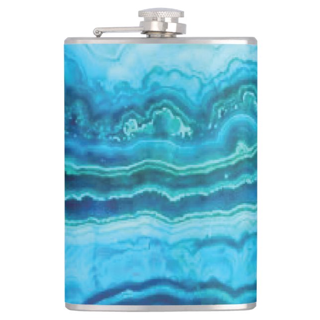 Blue Lace Agate gemstone Hip Flask (Front)