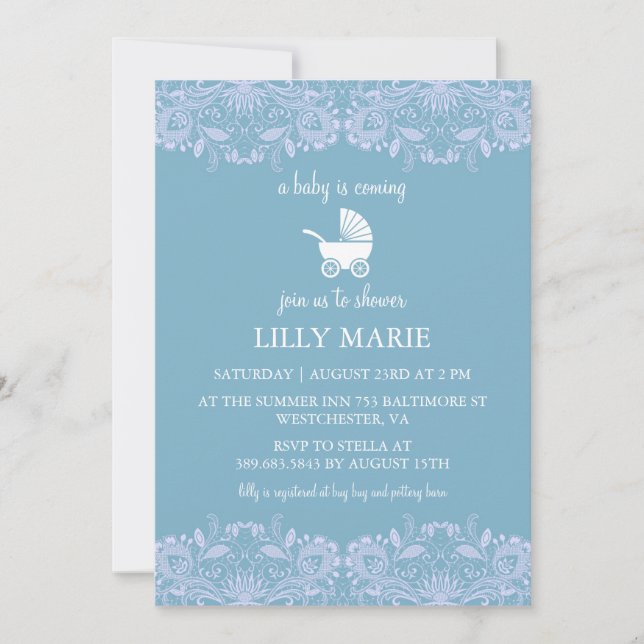 Blue Lace | Boy Baby Shower Invitation (Front)