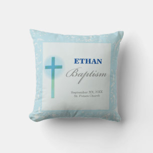 Blue Lace Boy Baptism Cushion