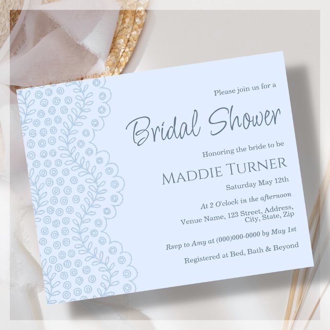 Blue Lace | Bridal Shower Budget Invitation (Creator Uploaded)
