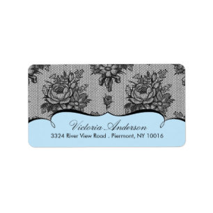 Blue Lace Damask Return Address Labels. Label