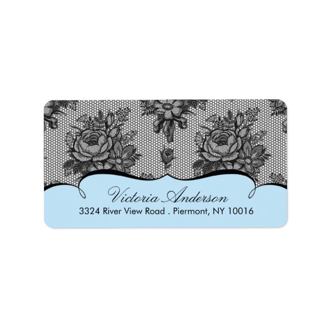 Blue Lace Damask Return Address Labels. Label (Front)