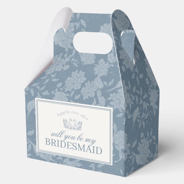Blue Lace Doily Floral Bridesmaid Proposal Box (Front)