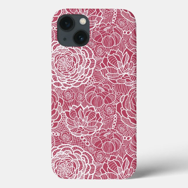 Blue lace flowers pattern background Case-Mate iPhone case (Back)