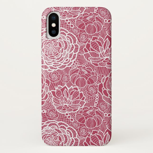Blue lace flowers pattern background Case-Mate iPhone case (Back)