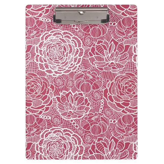 Blue lace flowers pattern background clipboard (Front)