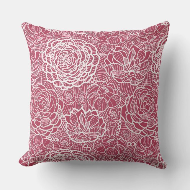 Blue lace flowers pattern background cushion (Front)