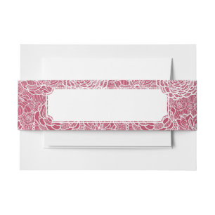 Blue lace flowers pattern background invitation belly band