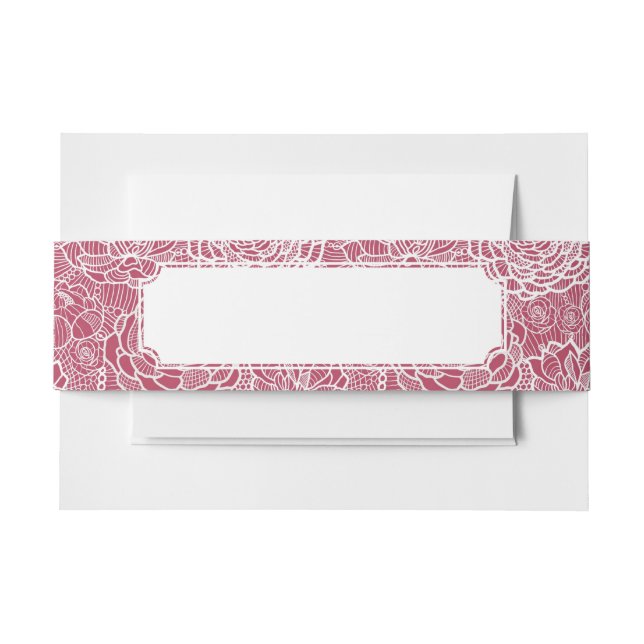 Blue lace flowers pattern background invitation belly band (Front Example)