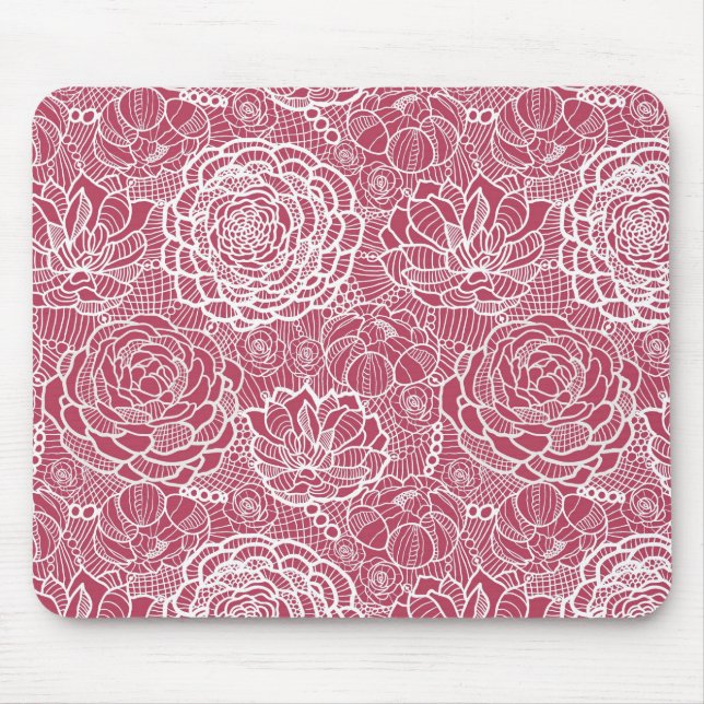 Blue lace flowers pattern background mouse pad (Front)