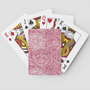 Blue lace flowers pattern background playing cards