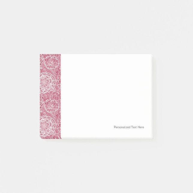 Blue lace flowers pattern background post-it notes (Front)