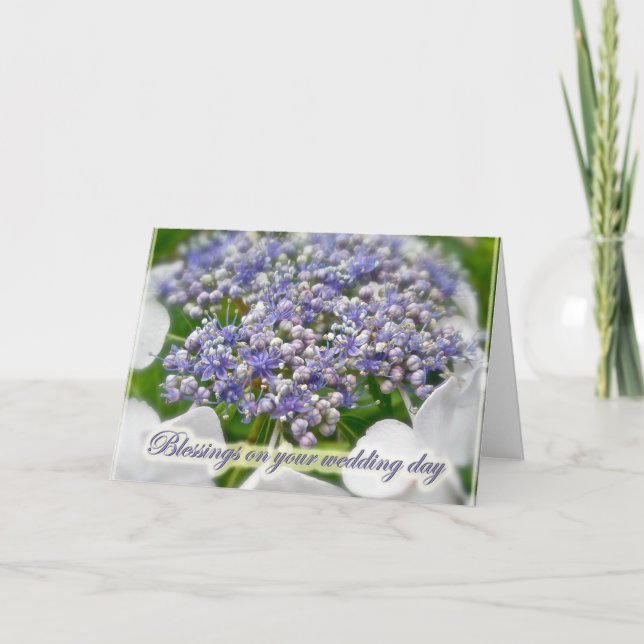 Blue Lace Hydrangea Wedding Blessings Card (Front)