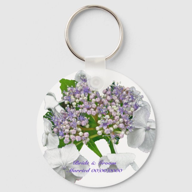 Blue Lace Hydrangea Wedding Keychain (Front)