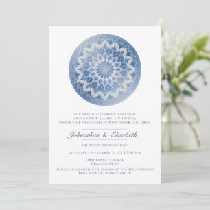 Blue Lace Mandala Wedding Invitation