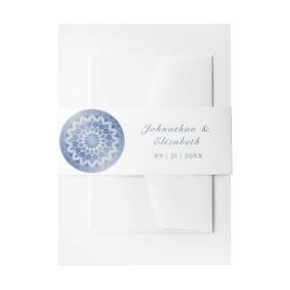Blue Lace Mandala Wedding Invitation Belly Band
