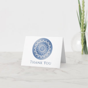 Blue Lace Mandala Wedding Thank You Card