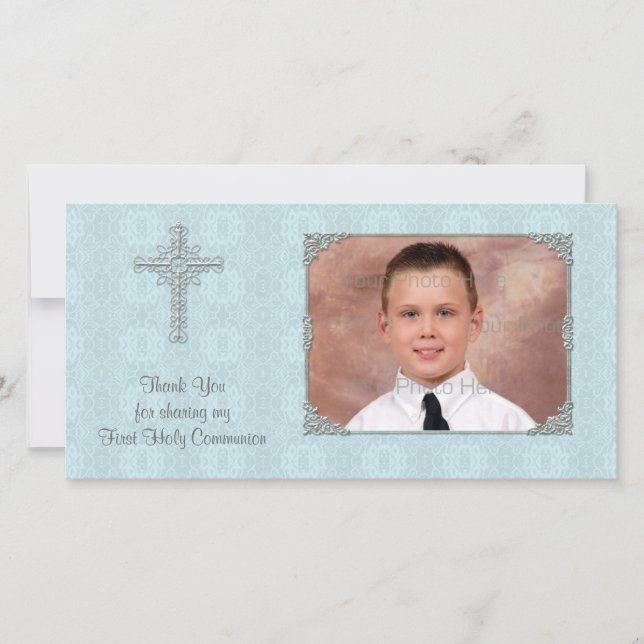 Blue Lace Religious Photo Card (Front)