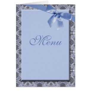 Blue Lace & Ribbon -  Wedding Menu Cards