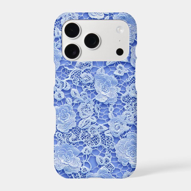 Blue Lace Texture iPhone Case | Blue Coquette (Back)
