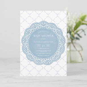 Blue Lace Vintage Baby Shower Invitation