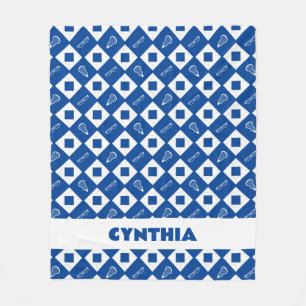 Blue Lacrosse Argyle Pattern Fleece Blanket