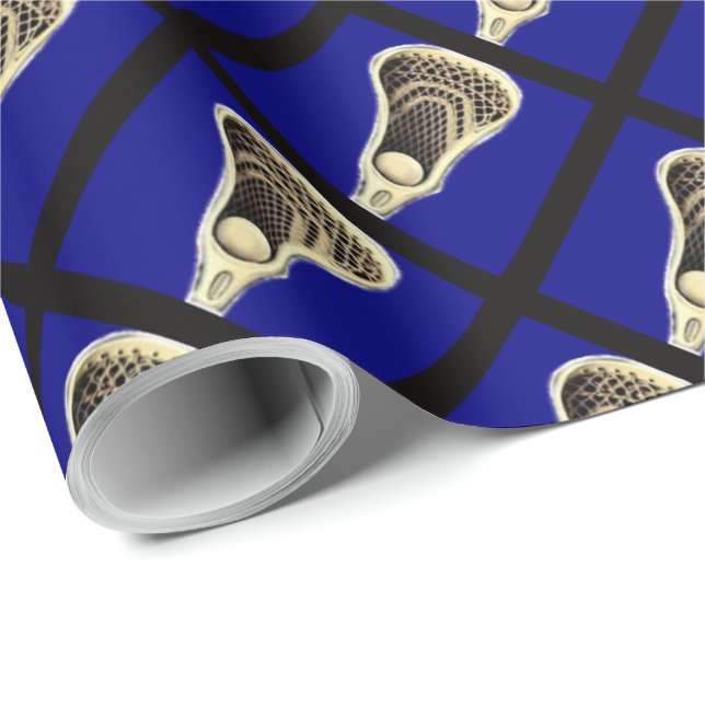 Blue Lacrosse Gift Wrapping Paper (Roll Corner)