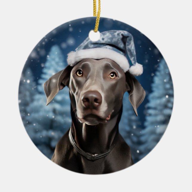 Blue Lacy Dog Christmas Keepsake Ceramic Tree Decoration (Front)
