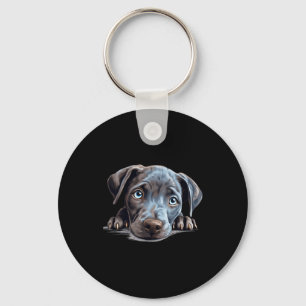 Blue Lacy Dog Mum Dad Peeking Puppy Key Ring