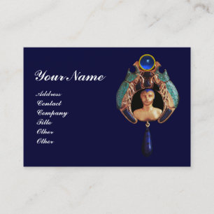 Blue Lady Bug ,Lapis & Sapphire Gem Stone Monogram Business Card