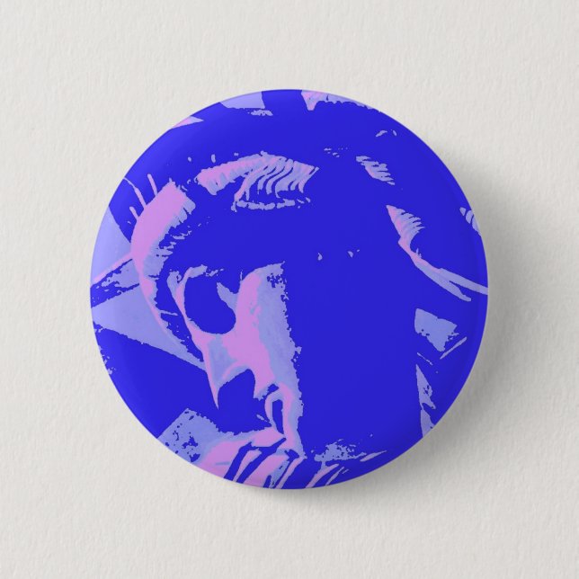Blue Lady Liberty 6 Cm Round Badge (Front)