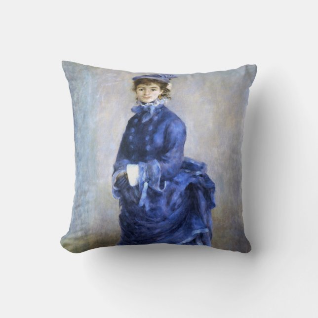 Blue Lady  Parisienne Renoir Impressionist Paint Cushion (Front)