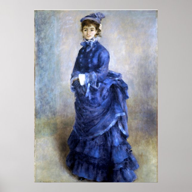 Blue Lady  Parisienne Renoir Impressionist Paint Poster (Front)