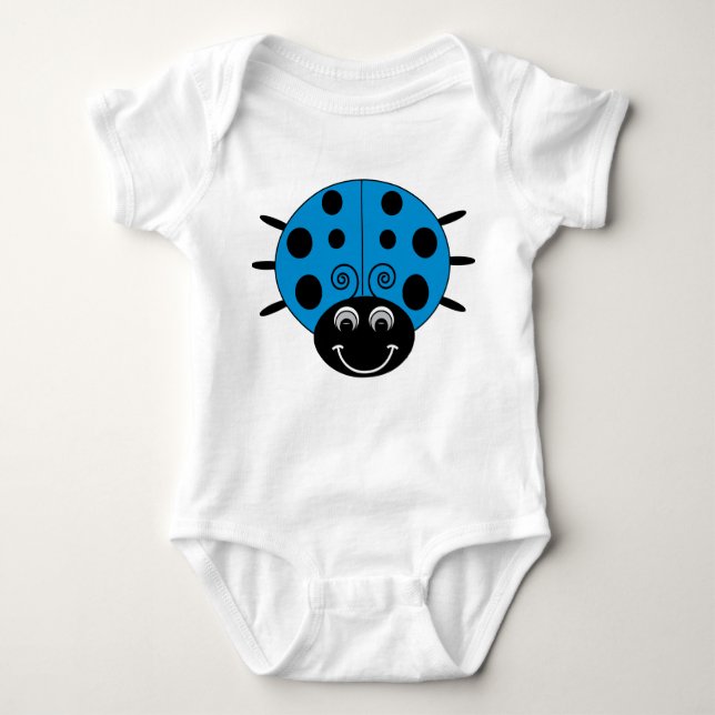 Blue Ladybug Baby Bodysuit (Front)