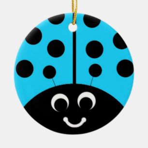 blue ladybug ceramic tree decoration
