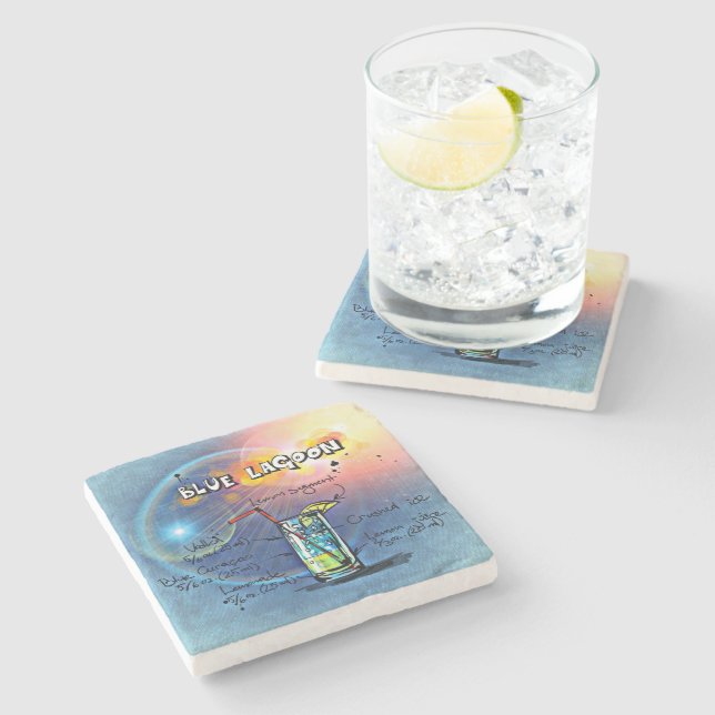 Blue Lagoon (#12 of 12 Drink Recipe Sets)          Stone Coaster (Side)