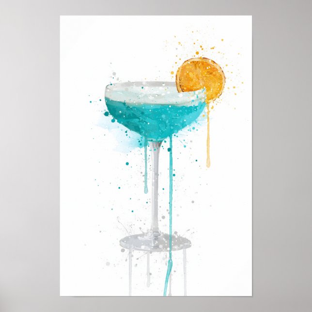 Blue Lagoon ‘Coupe’ Cocktail Poster (Front)