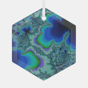 Blue Lagoon Fractal Abstract Suncatcher Glass Tree Decoration