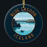Blue Lagoon Iceland Distressed Circle Ceramic Tree Decoration<br><div class="desc">Blue Lagoon Iceland vector art design. The Blue Lagoon is a geothermal spa in southwestern Iceland. The spa is located in a lava field near Grindavík and in front of Mount Þorbjörn on Reykjanes Peninsula.</div>