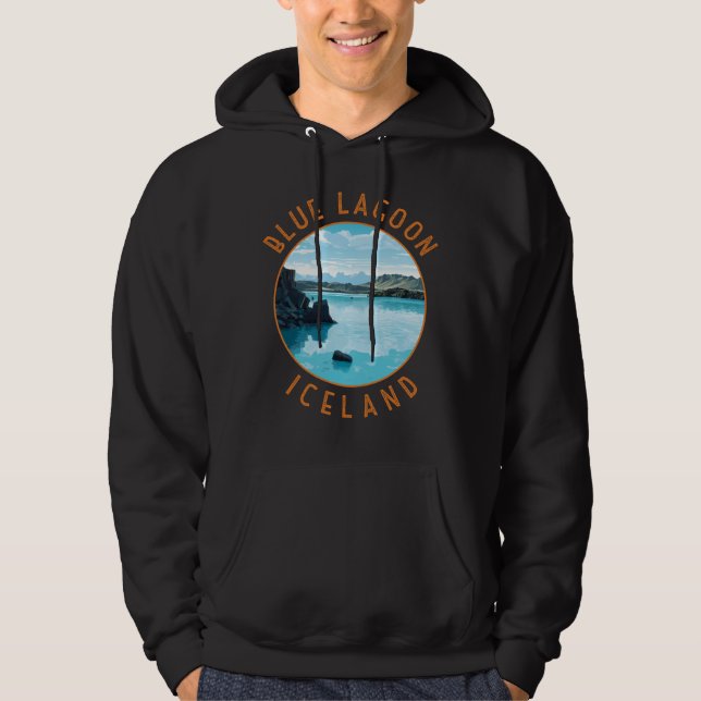 Blue Lagoon Iceland Distressed Circle Hoodie (Front)