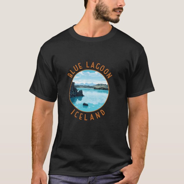 Blue Lagoon Iceland Distressed Circle Long Sleeve  T-Shirt (Front)