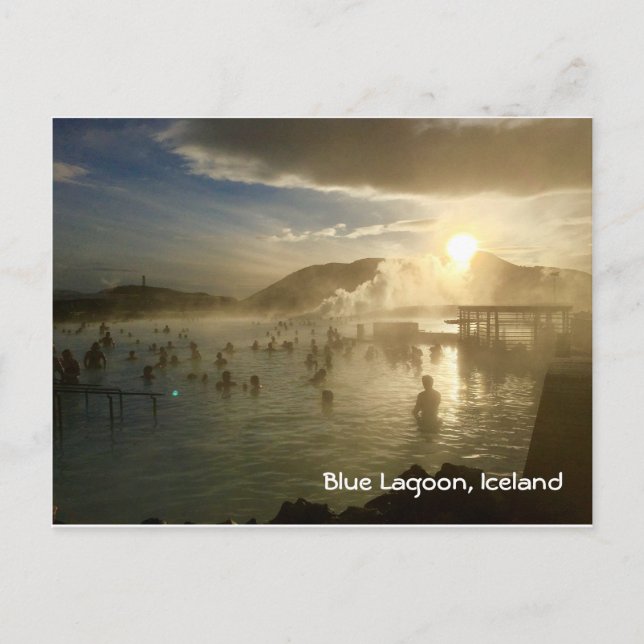 Blue Lagoon Iceland Sunshine Postcard with writing (Front)
