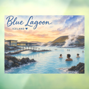 Blue Lagoon Iceland thermal bath watercolor