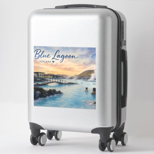 Blue Lagoon Iceland thermal bath watercolor