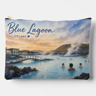 Blue Lagoon Iceland thermal bath watercolor Accessory Pouch