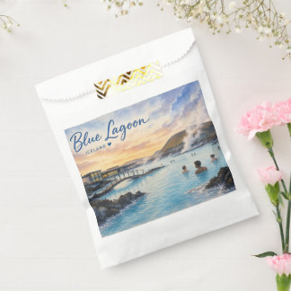 Blue Lagoon Iceland thermal bath watercolor Favour Bags