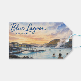 Blue Lagoon Iceland thermal bath watercolor Gift Tags