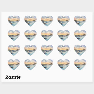 Blue Lagoon Iceland thermal bath watercolor Heart Sticker