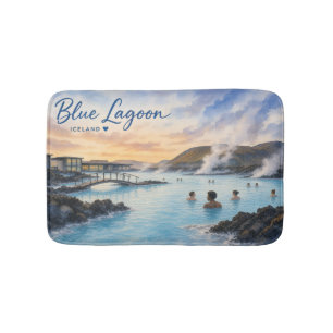 Blue Lagoon Iceland thermal bath watercolor Mat